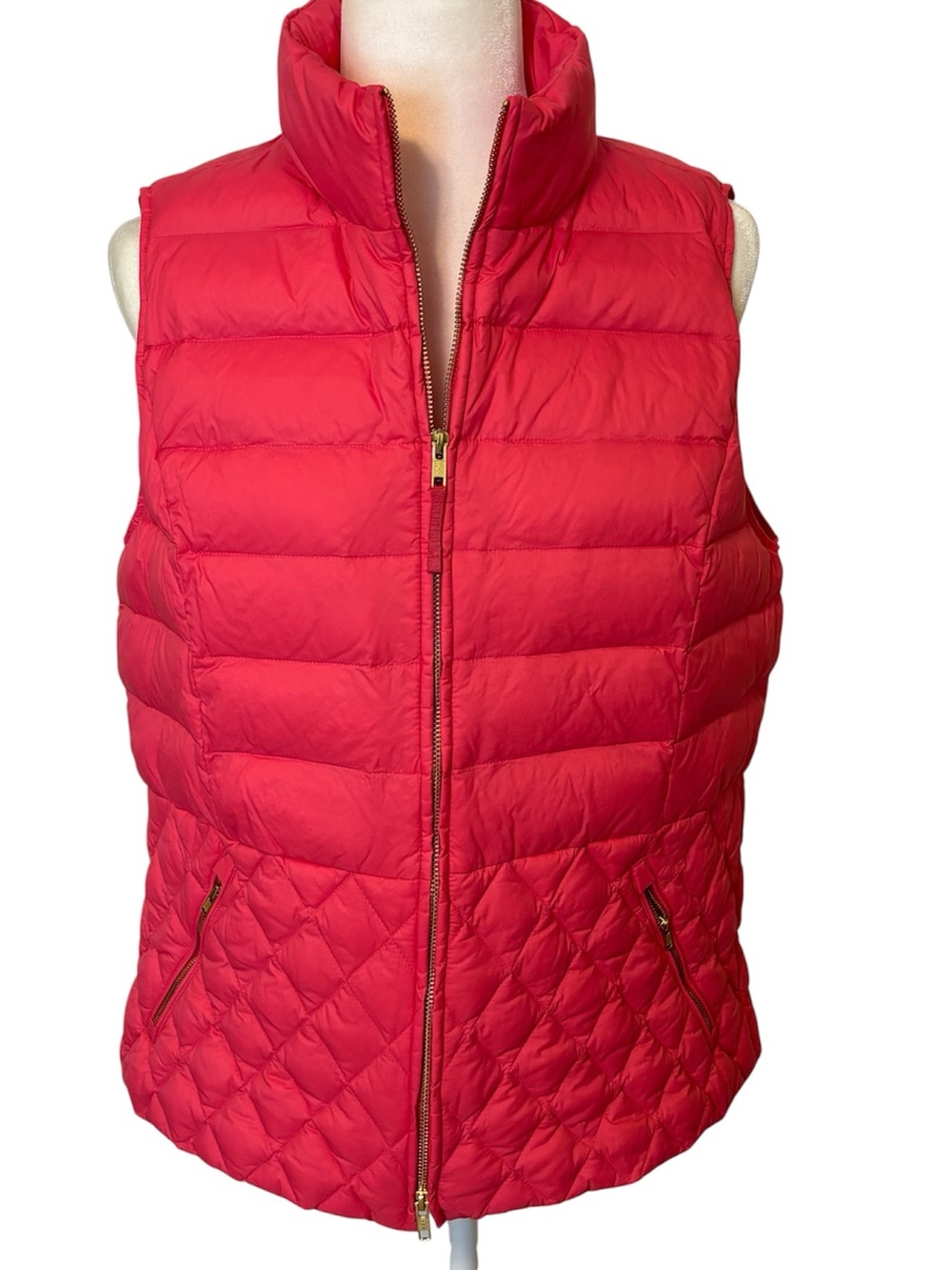 TALBOTS Coral/Pink Quilted Down Puffer Vest Size Large